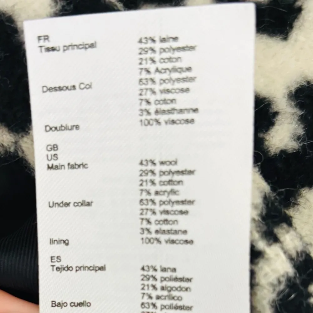 Maje “Garouney” wool blend animal leopard print long line button front coat.S - Image 7