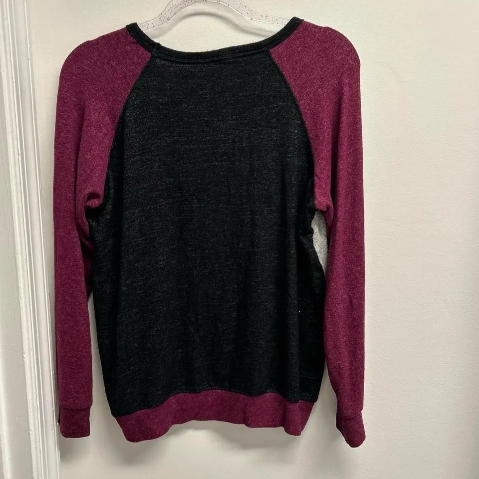 Buffalo David Bitton Charcoal and Wine Long Sleeve Top - Image 2