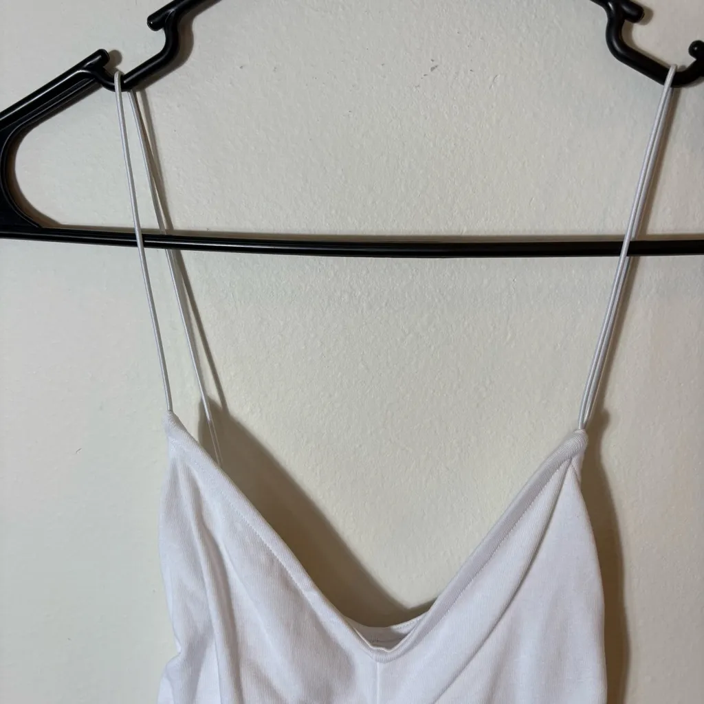 ZARA White Ruched Bodysuit‎ with Spaghetti Straps Size Small - Image 2