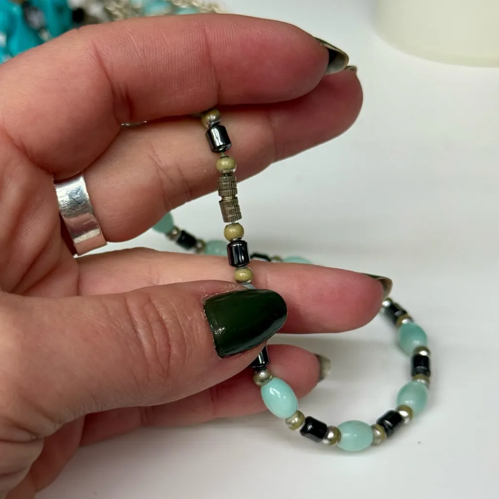 Bracelet Lot Turquoise Style, Beaded, Silver Tone, Tiger’s Eye Set of 6 Boho - Image 8