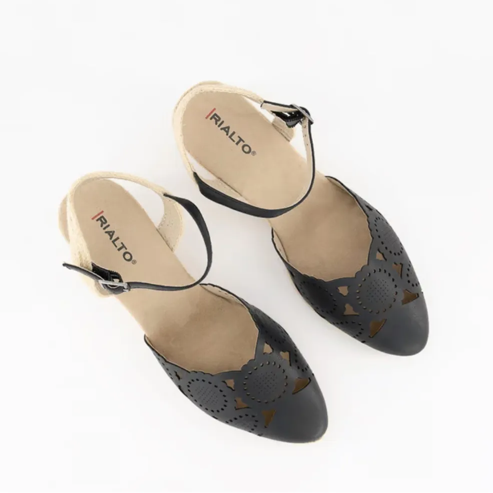 Black and Tan Espadrille Wedges - Image 2