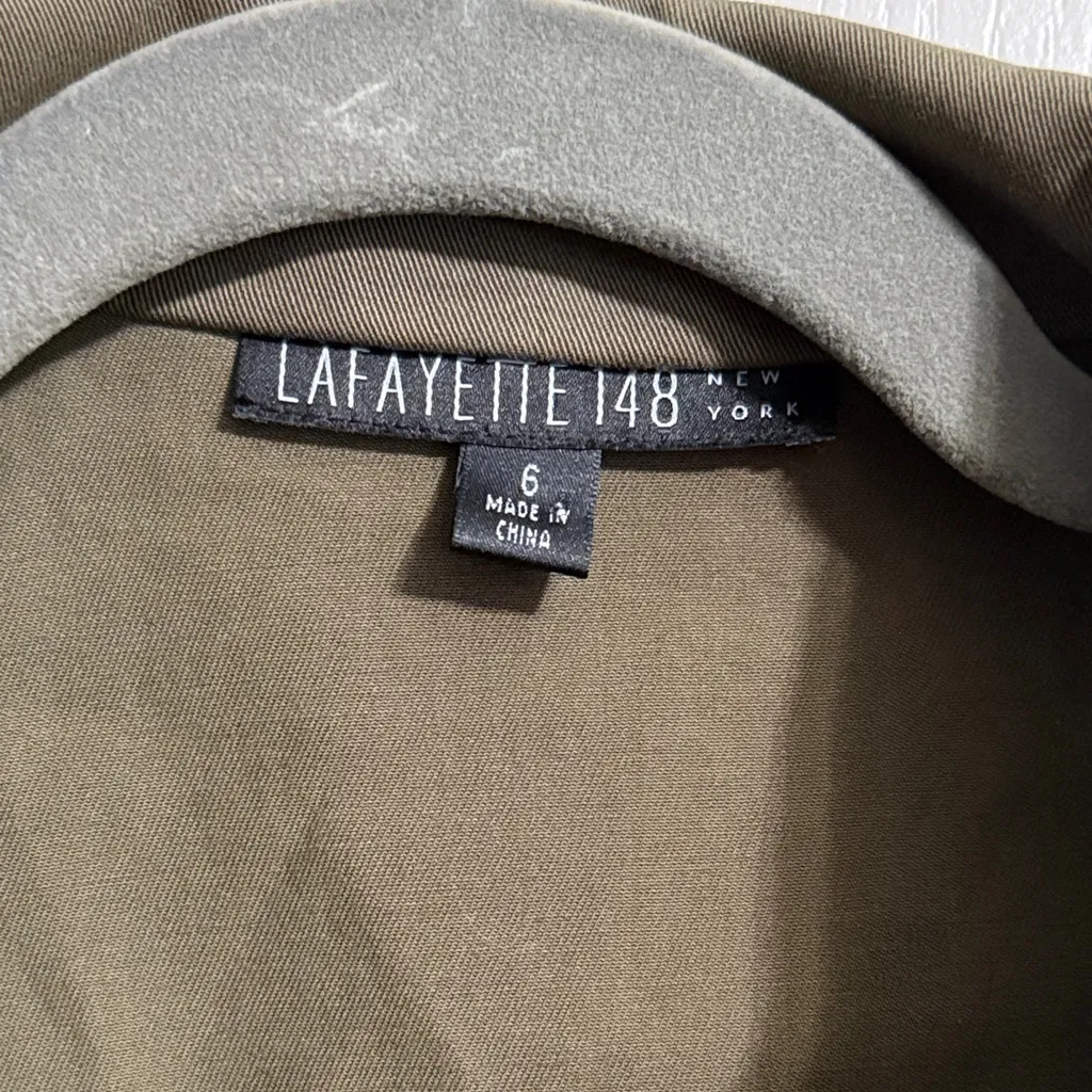 💖 Lafayette 148 Olive Green Utility Full Zip Jacket Minimalist Workwear - Image 6