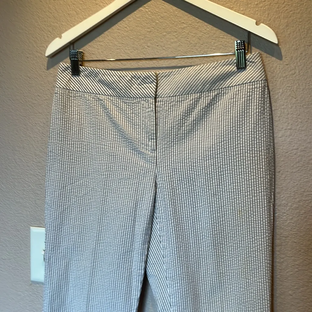 Ann Taylor Women’s Seersucker cropped pants tan white Size 6 - Image 3