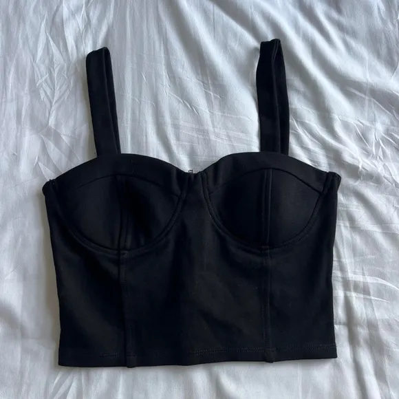 Black Tank Top Zip Up Back with Built In Padding Size Small - Image 2