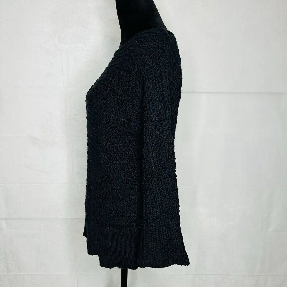 Jones New York Sport Womens Sz S Long Flared Sleeve Sweater Open Knit Black - Image 5