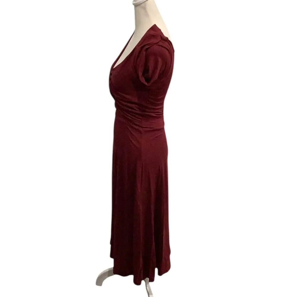 VENUS Maroon Burgundy  Ruched V Neck Front Dress Brand New - Image 5