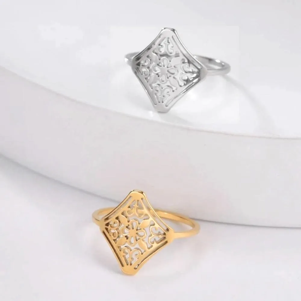 NEW 14k Yellow‎ Gold Plated Stainless Steel Filigree Ring, Size 6 - Image 10