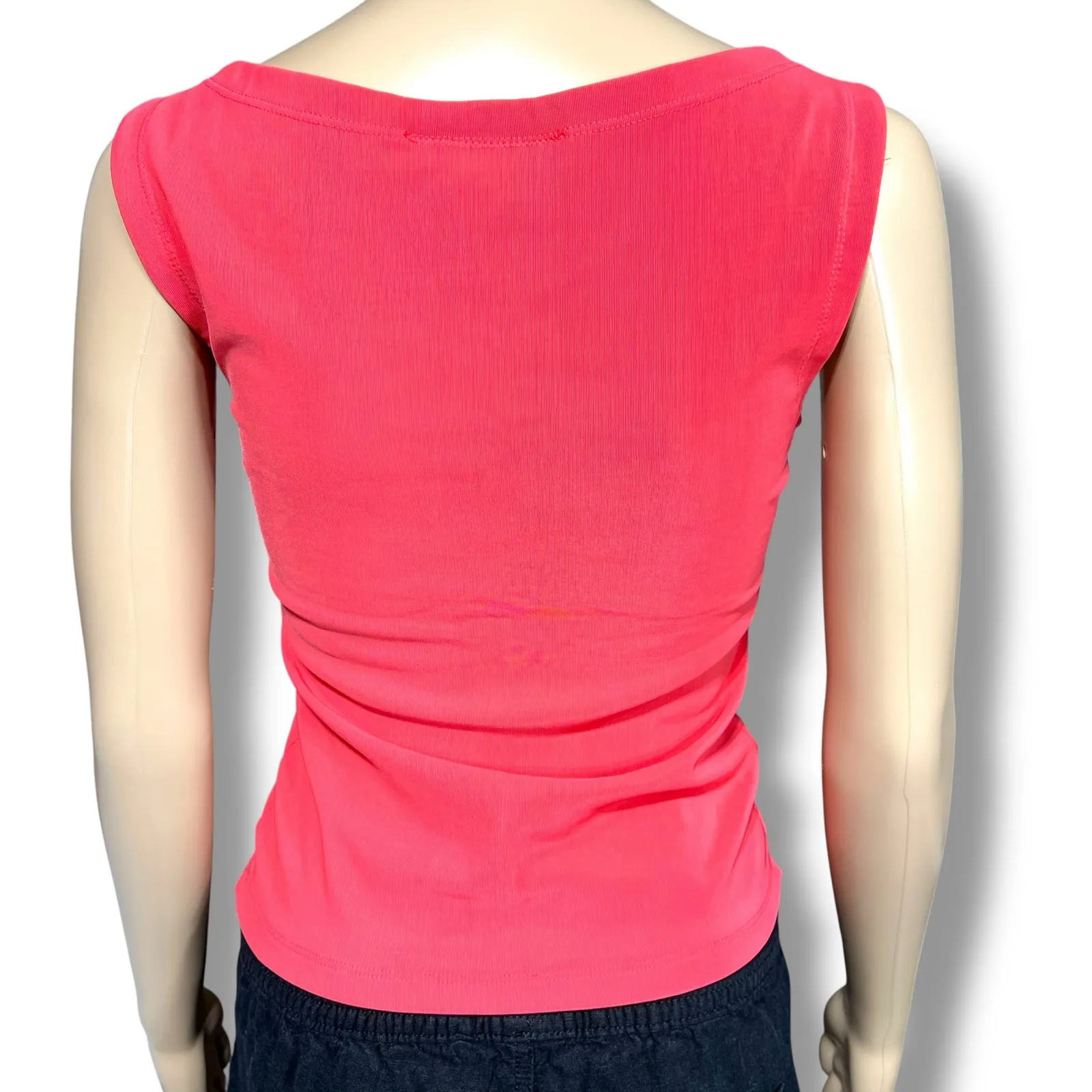 Vintage Necessary Objects Womens Blouse Shirt Top Boat Neck Slim Fit Coral Small - Image 3