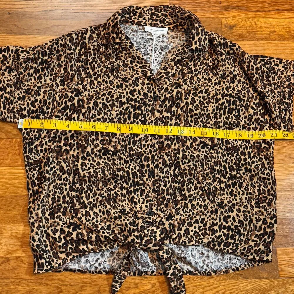 Beach Lunch Lounge Womens XS Rae Egyptian Mau Cheetah Print Button Tie Shirt - Image 2