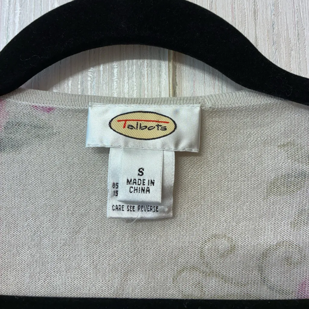 Talbots Vintage Silk  Camel Hair blend Cardigan Purple Floral Grandmacore S - Image 4