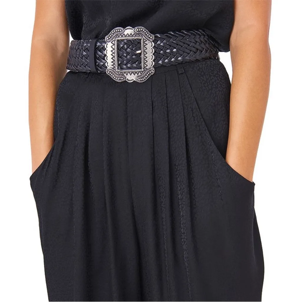 🌟BA&SH🌟JACKO WIDE LEG LEOPARD ANIMAL JACQUARD PRINT BALLOON PANT BLACK SZ XS - Image 3