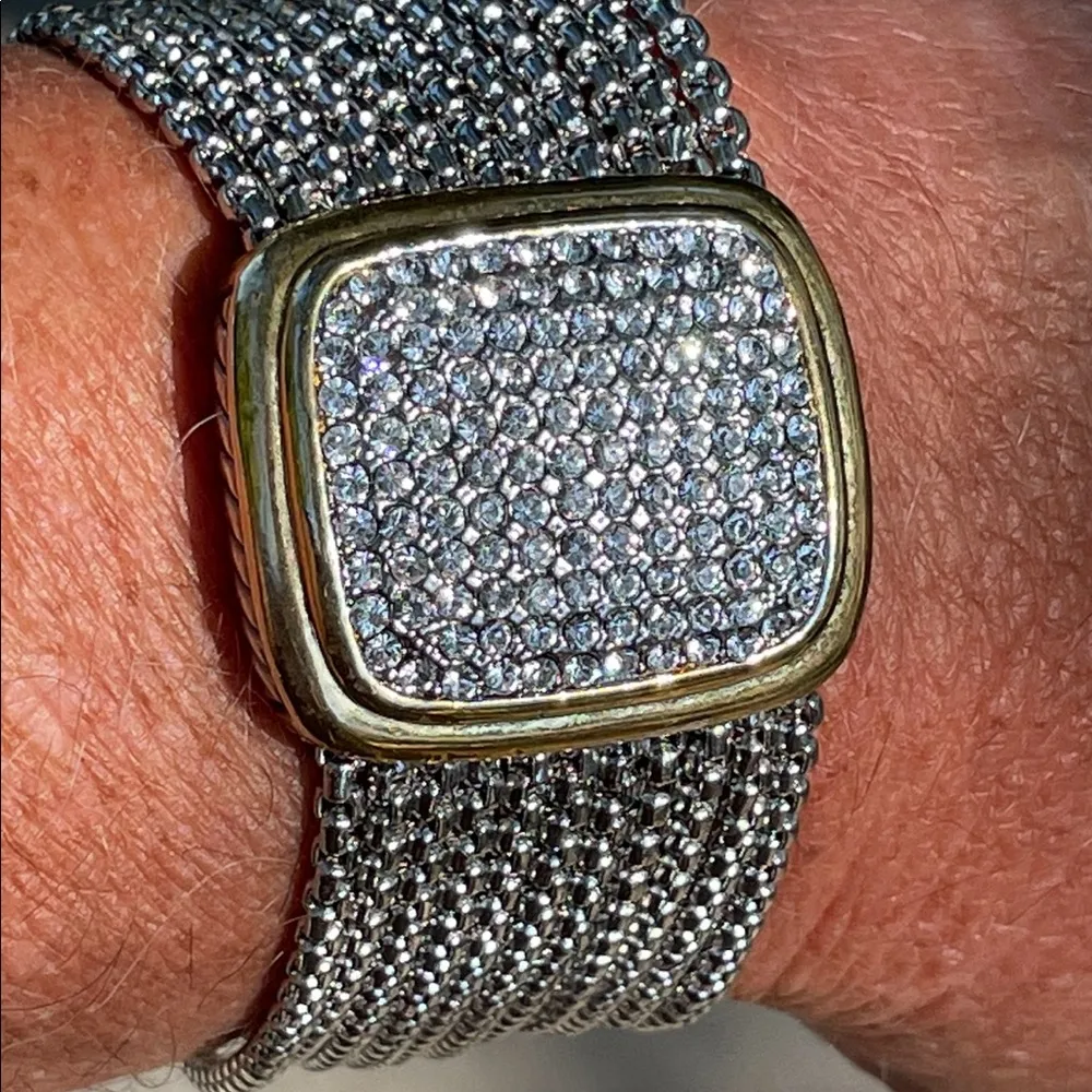 Two Tone Magnetic Rhinestone Bracelet - Image 6