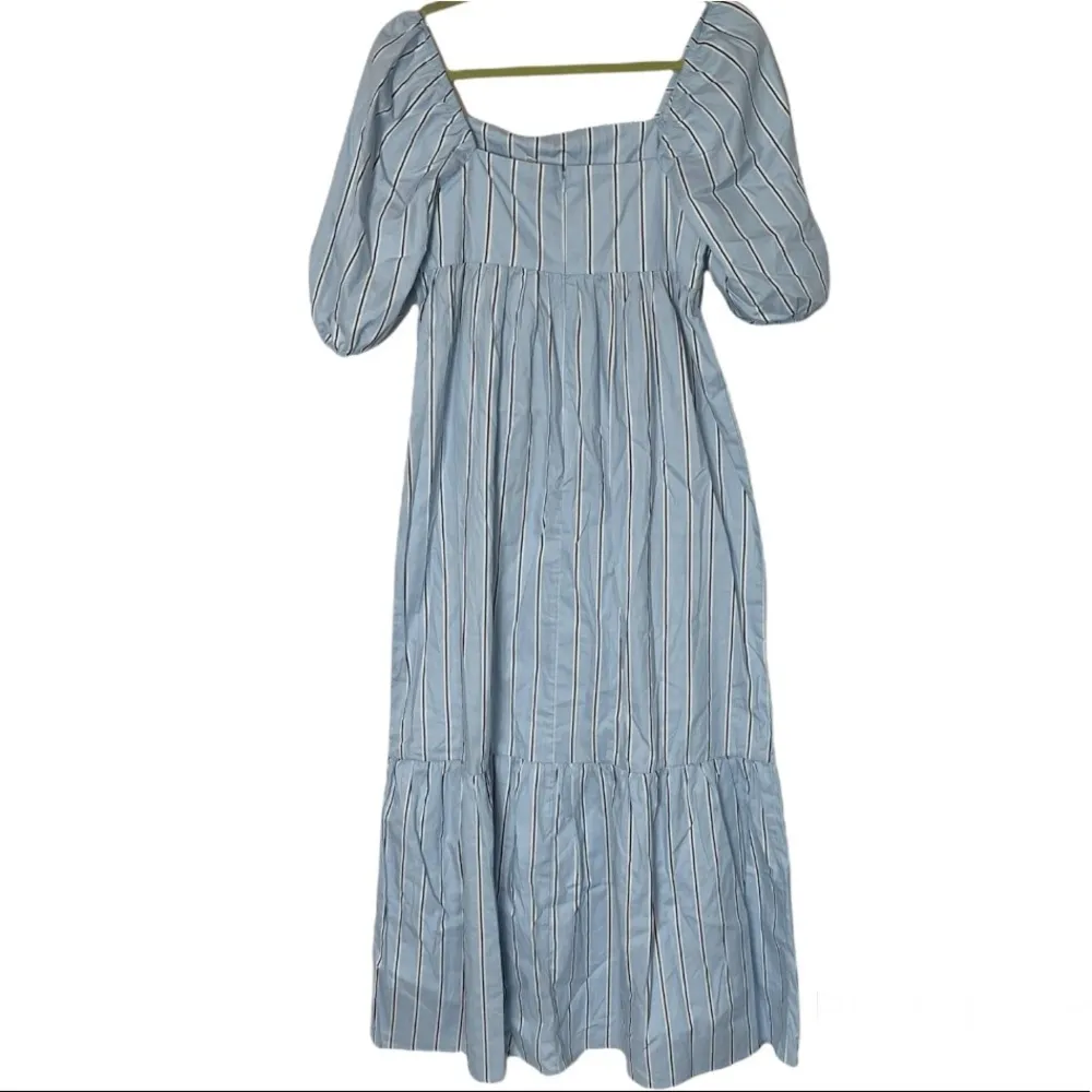 Fourteen Place Blue Stripped Puff Sleeve Midi Dress Size Medium - Image 3
