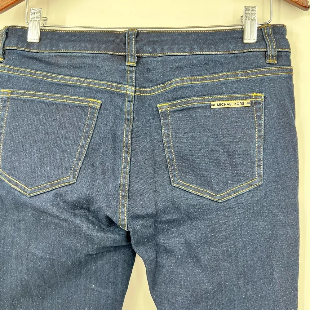 NEW Michael Kors overdyed indigo dark wash skinny style blue jeans size 8 - Image 4