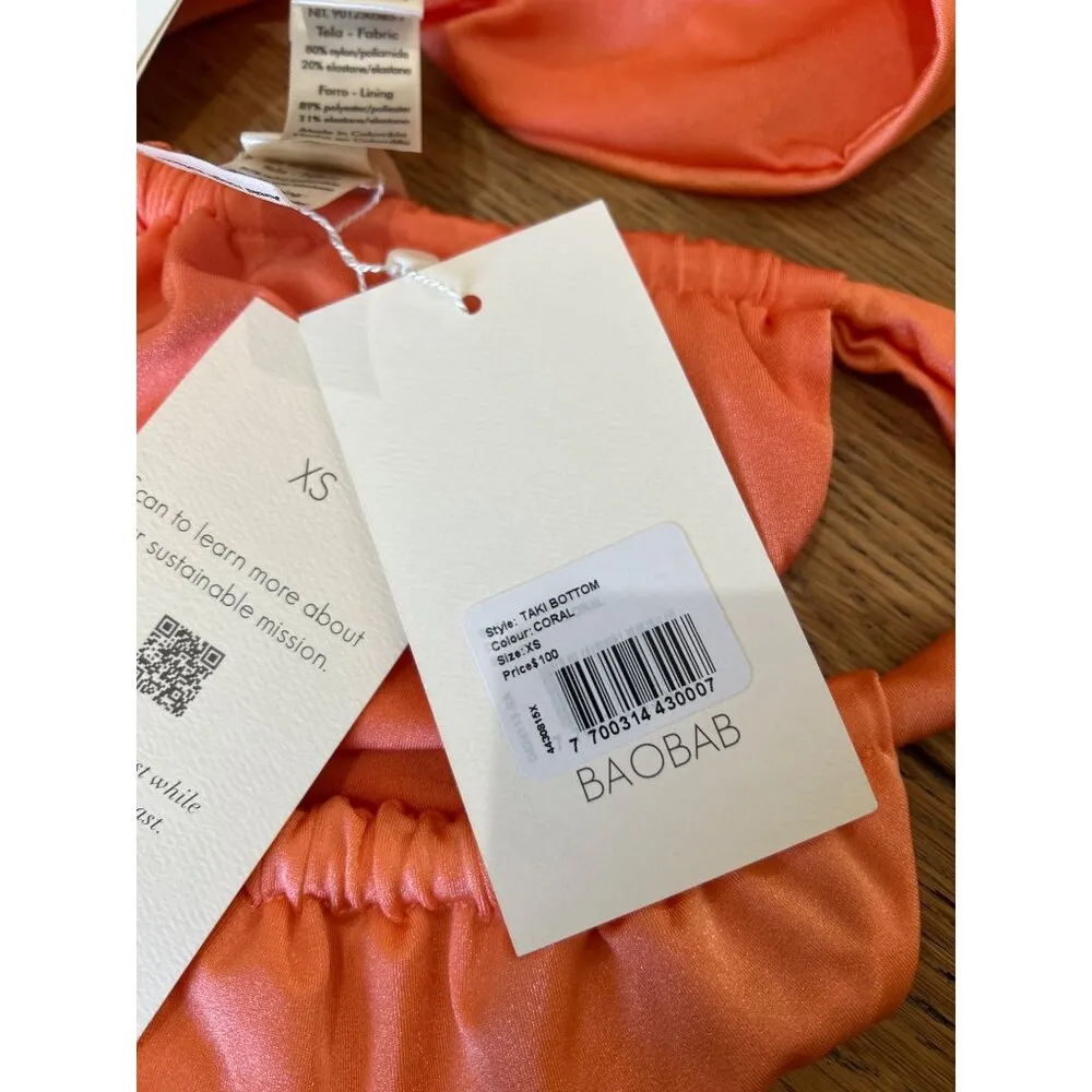 Baobab Taki One Shoulder High Waist Bikini Set Coral Orange Womens Size XS - Image 10