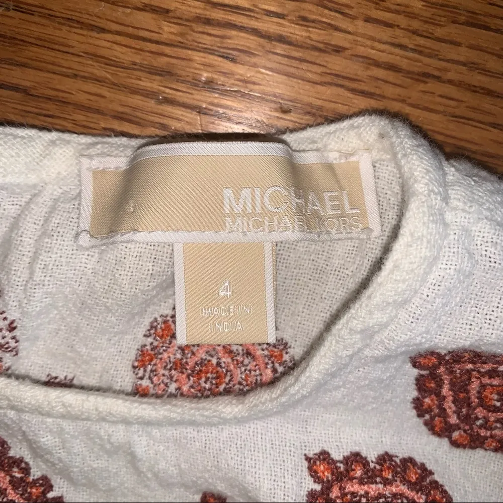 Michael Kors White Embroidered T Shirt Shift Dress size 4 - Image 9