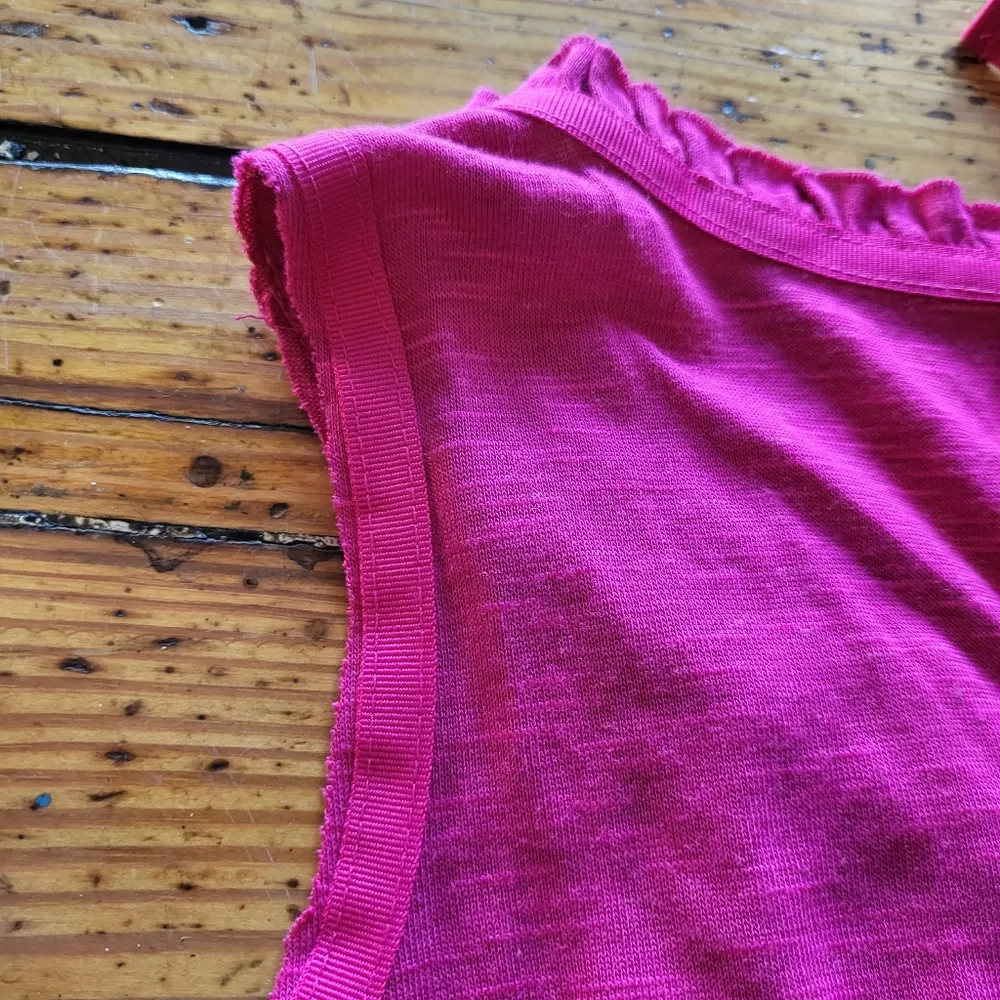 Attention Ruffle Front V-Neck Sleeveless Tank Top Hot Pink Size Medium - Image 8