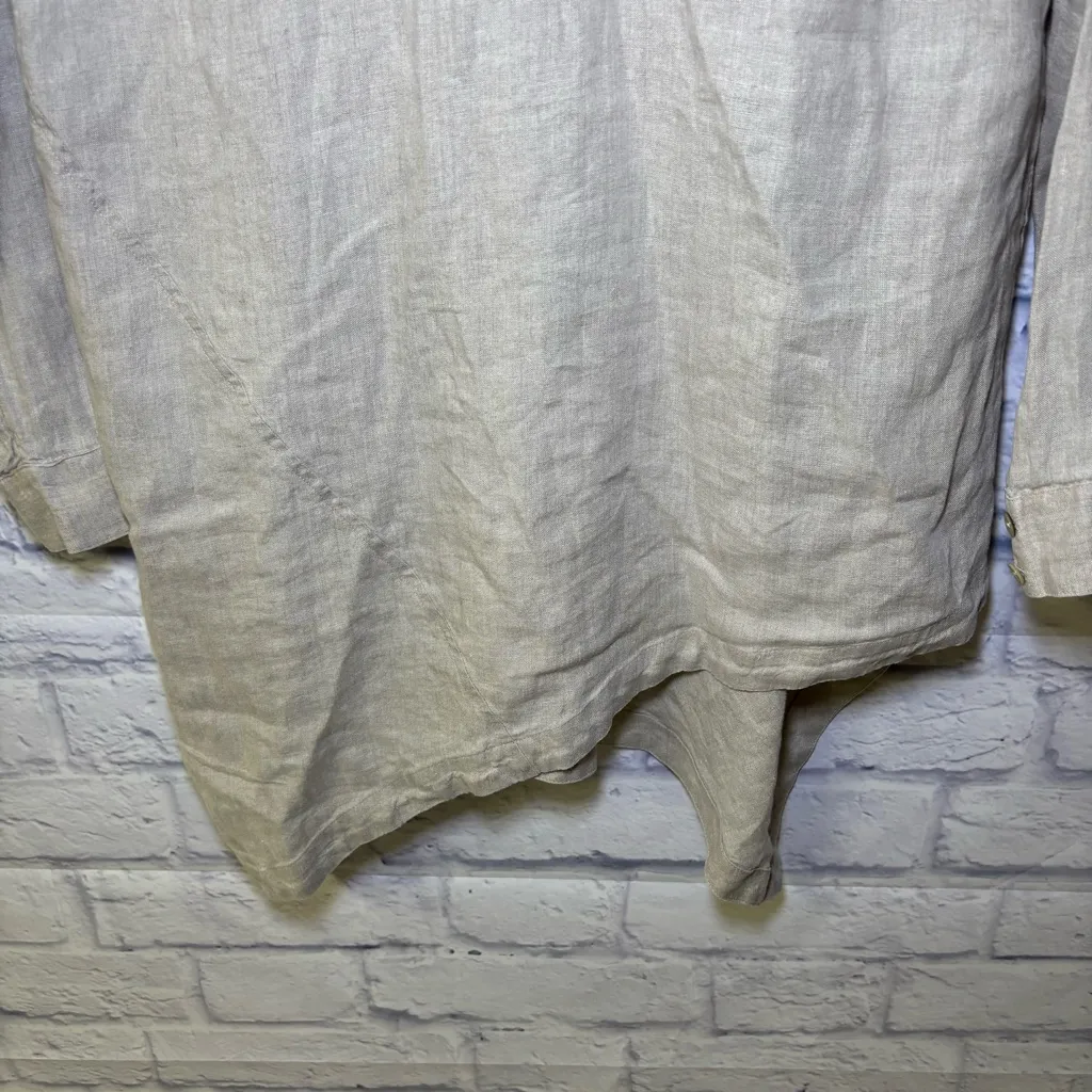 J. Jill Boho Beige Linen Long Sleeve V - Image 12