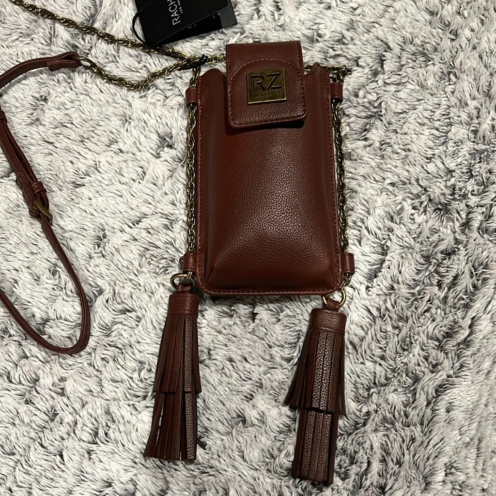 Rachel Zoe vintage leather phone crossbody bag with tassels & mini wallet NWT - Image 4