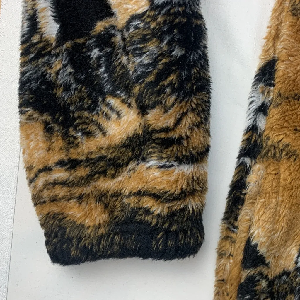 Whimzicals size large USA Lighthouse Print Fleece Jacket zip up long sleeve Brown - Image 9