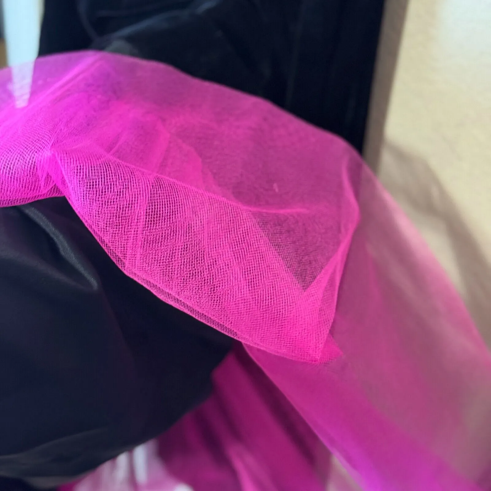 Patra Black Velvet Prom Dress Strapless Pink Tulle Petticoat Size 3/4 Y2K 90s - Image 6
