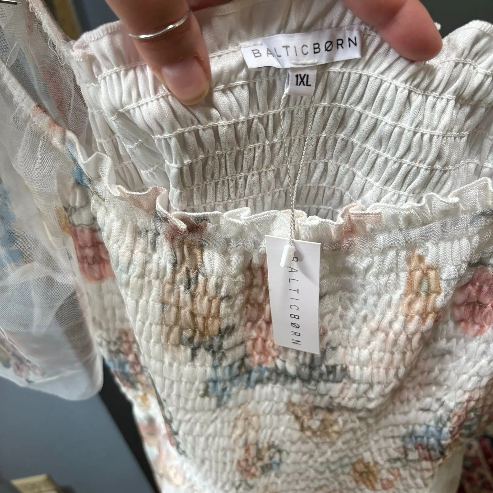 NWT Baltic Born Tivoli Tulle Short Dress White Multi Floral size 1X - Image 7