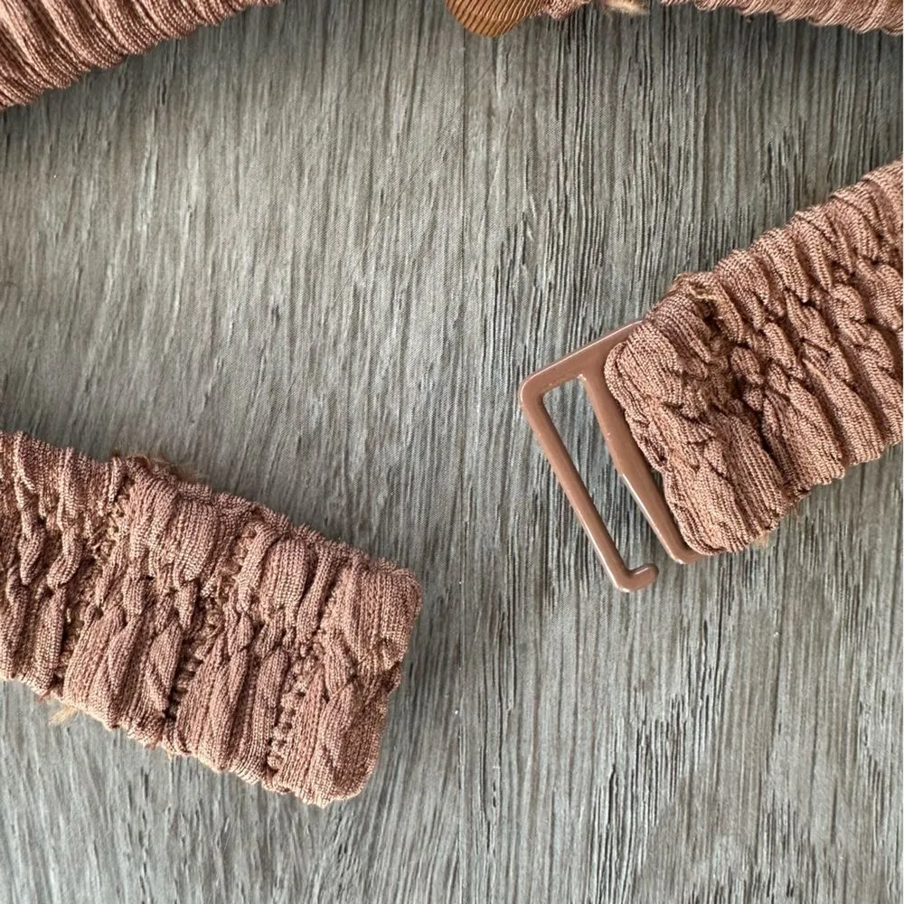 Aerie Crinkle Ribbed Lace Up Bikini Top Swim Women’s Small Brown NEW - Image 4