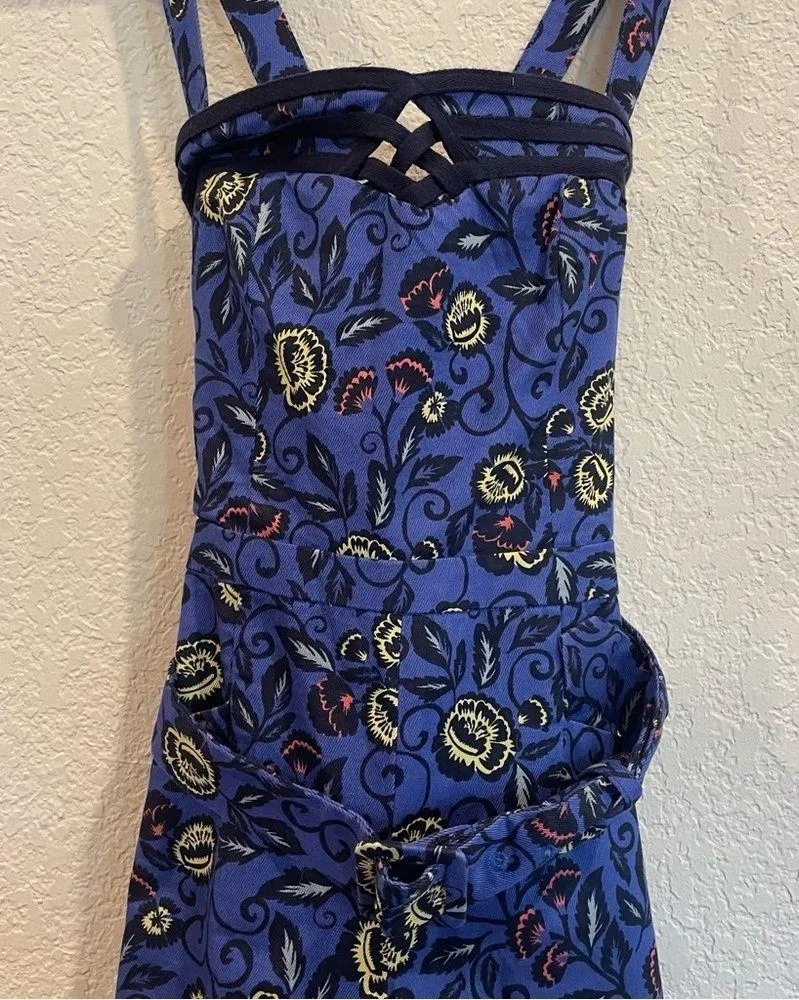 Athropologie Cartonnier Blue Floral Midsummer Romper - Image 6