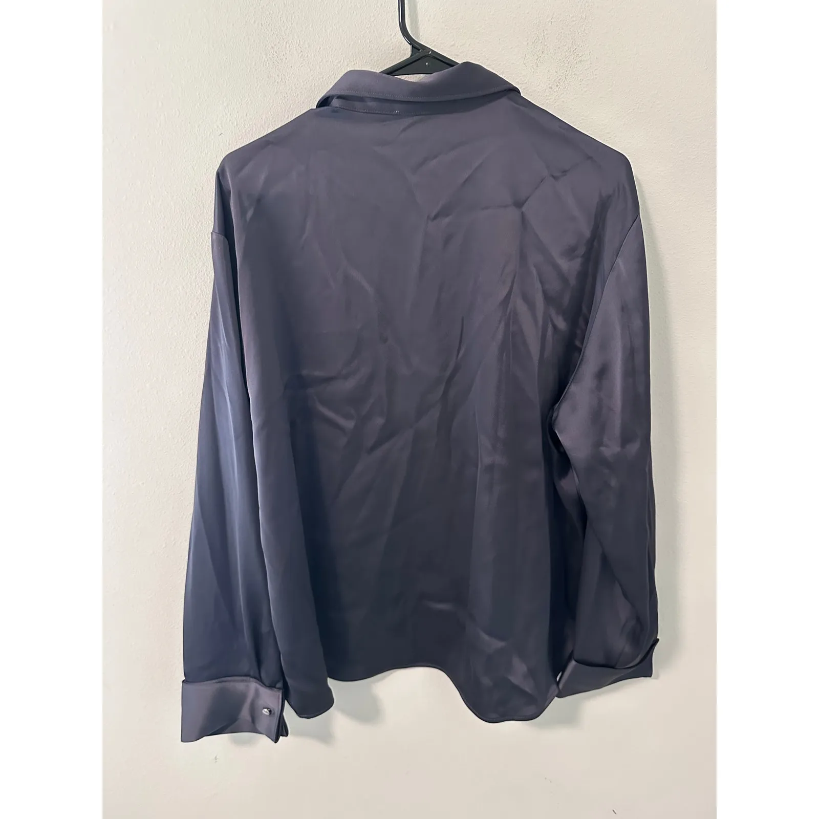 New Djerf Avenue Satin Shirt Anthracite Long Sleeve, Black Size XL - Image 2