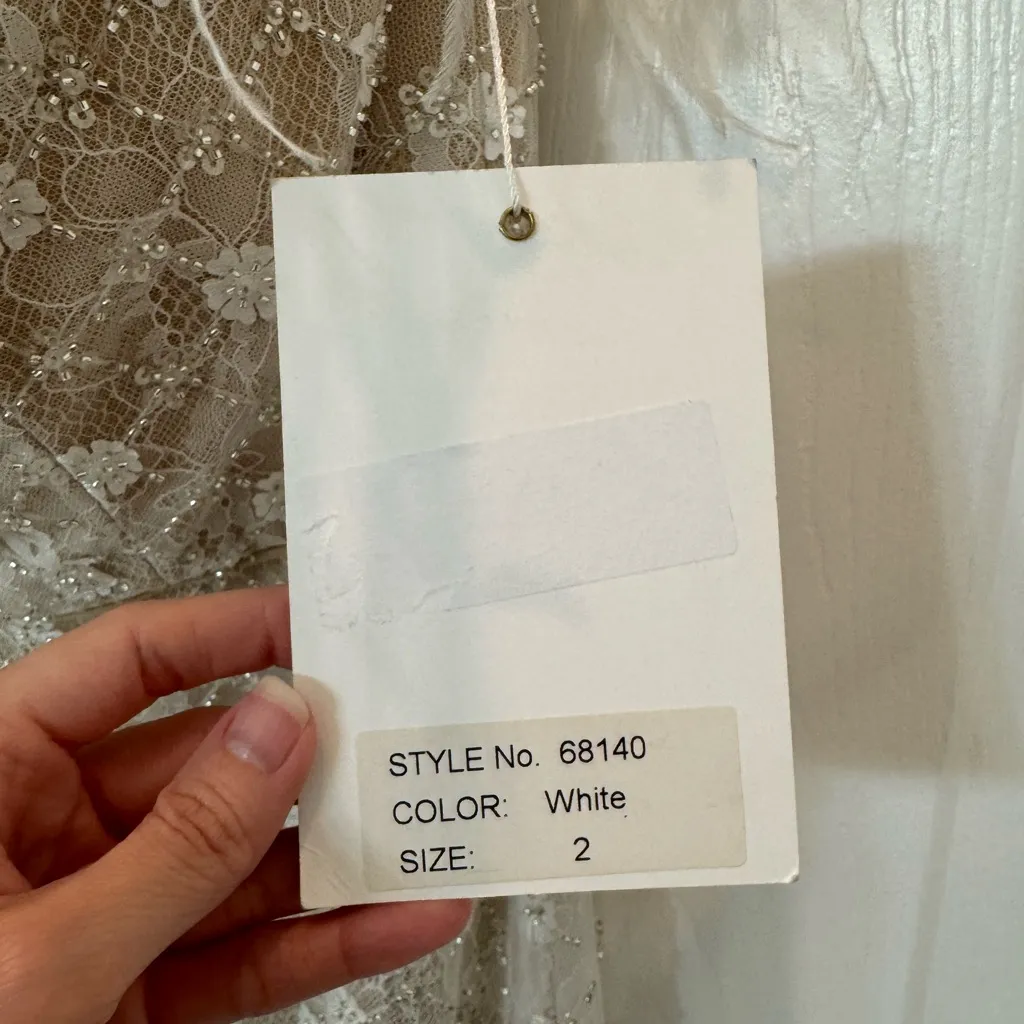 NWT Mac Duggal 68140 White Embellished Feather Strapless Column Dress Size 2 - Image 12