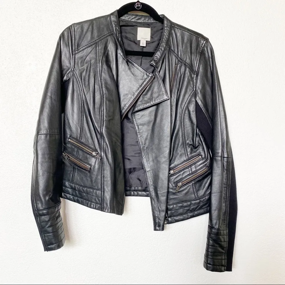 Halogen Black Leather Moto Jacket Size Small - Image 2