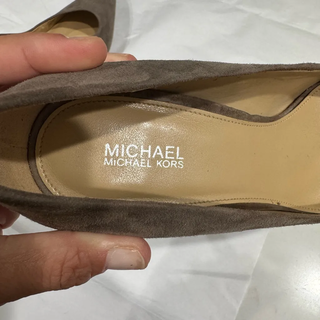 Michael Kors Taupe Suede Heels - Image 5