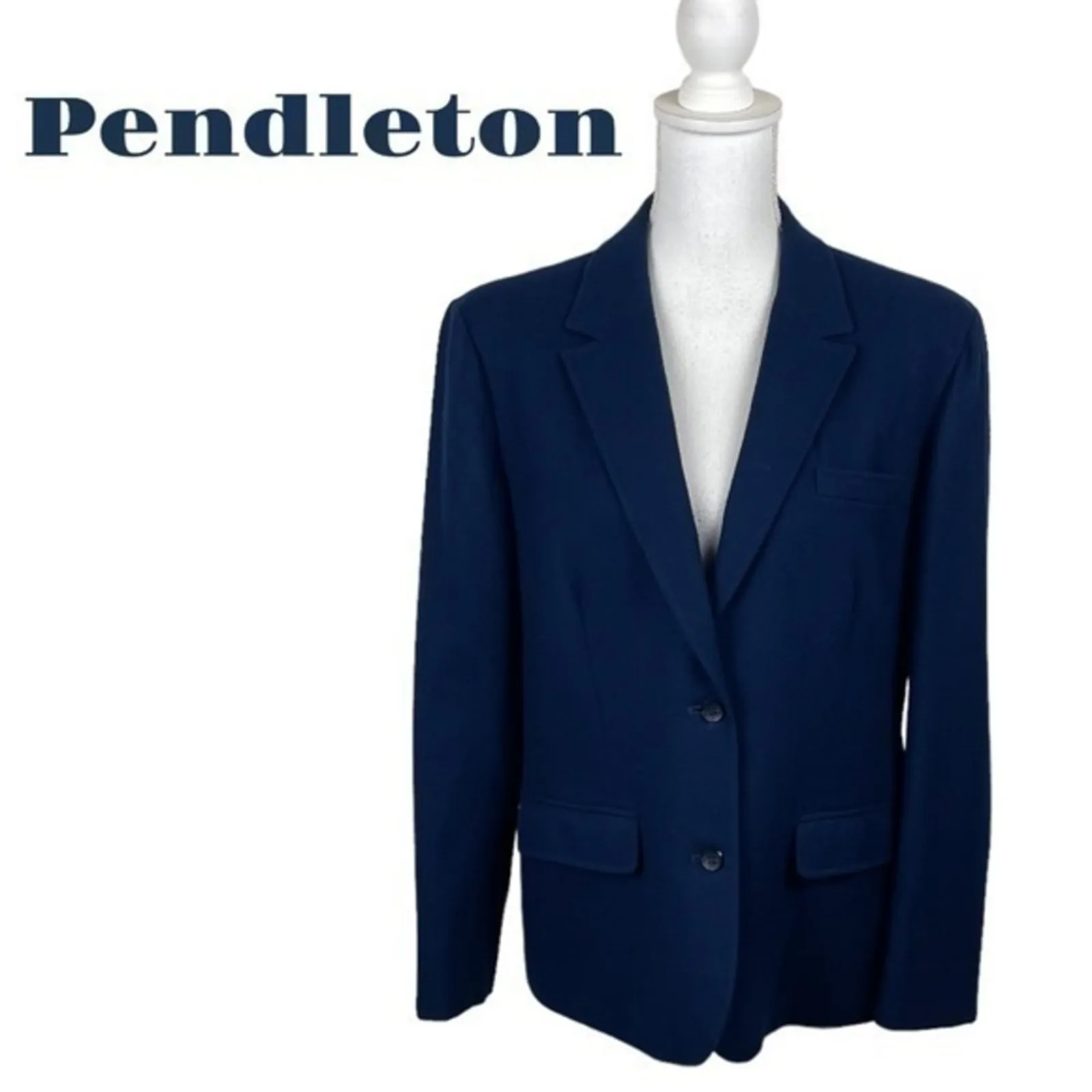 Pendleton Pure Virgin Wool Navy Tailored Blazer Size M - Image 2