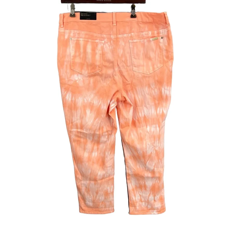 Chico So Slimming Girlfriend Crop Pants Coral Tie Dye Size 3 (16) New - Image 3
