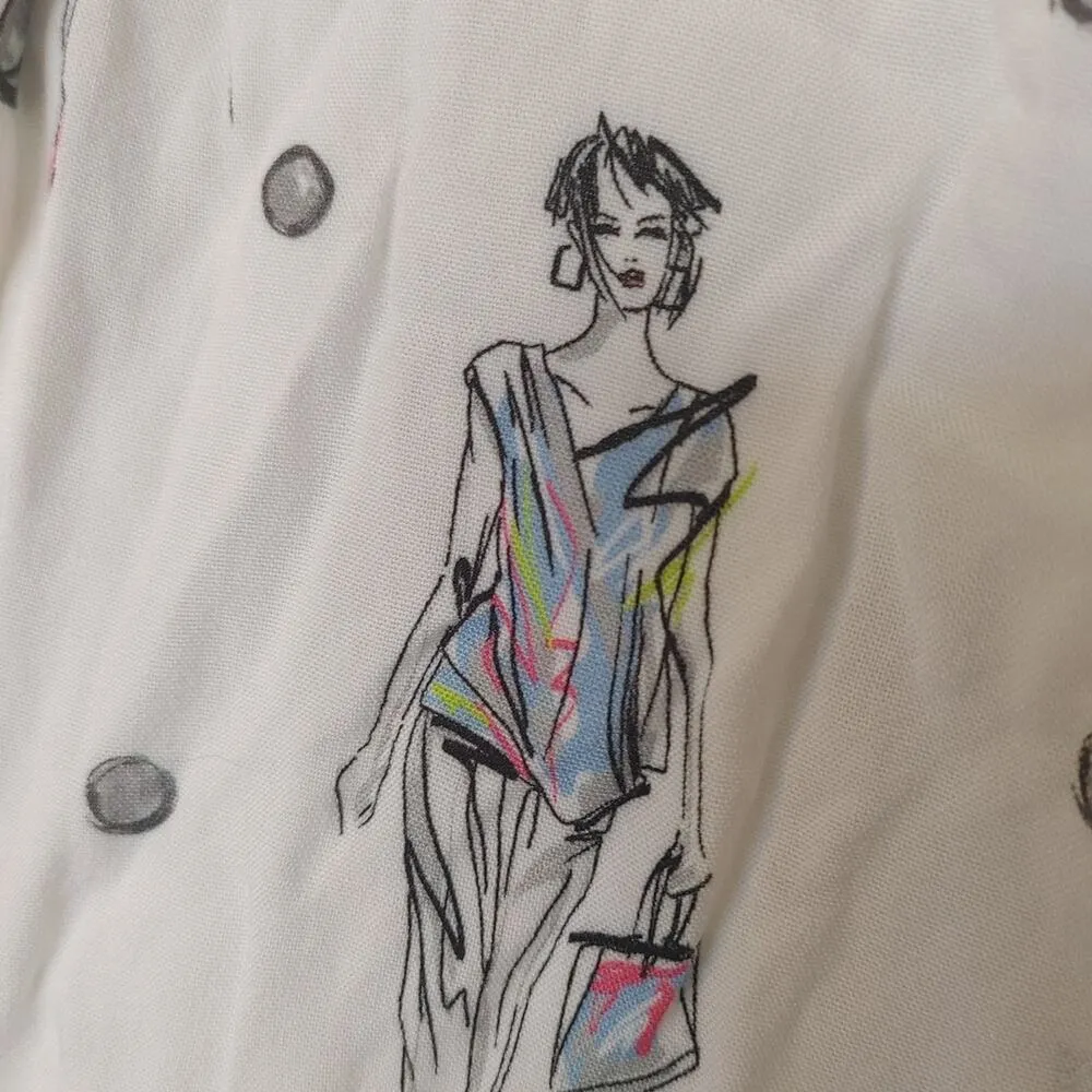 Dolcezza Size Small S Fashion Woman Button Up 3/4 Sleeve Top Soft Viscose White - Image 6