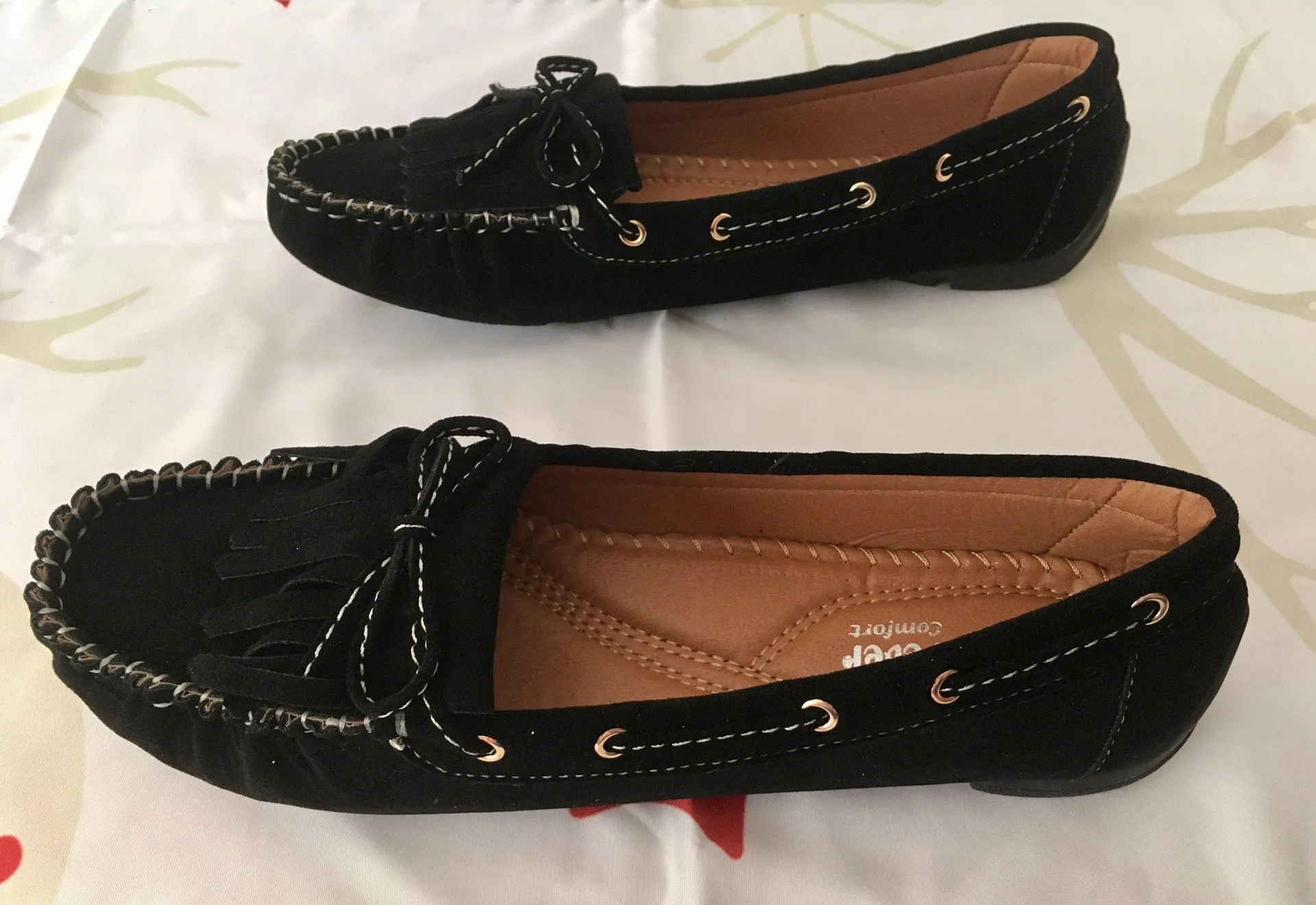 Black Fringe Moccasins, Size 7 - Image 2