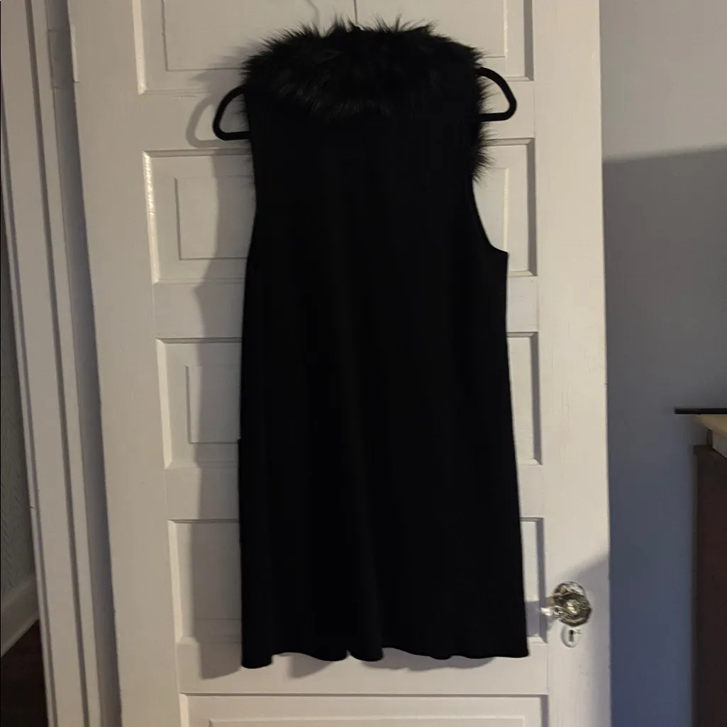 Talbots Black Vest with Faux Fur Collar Accent - Image 4