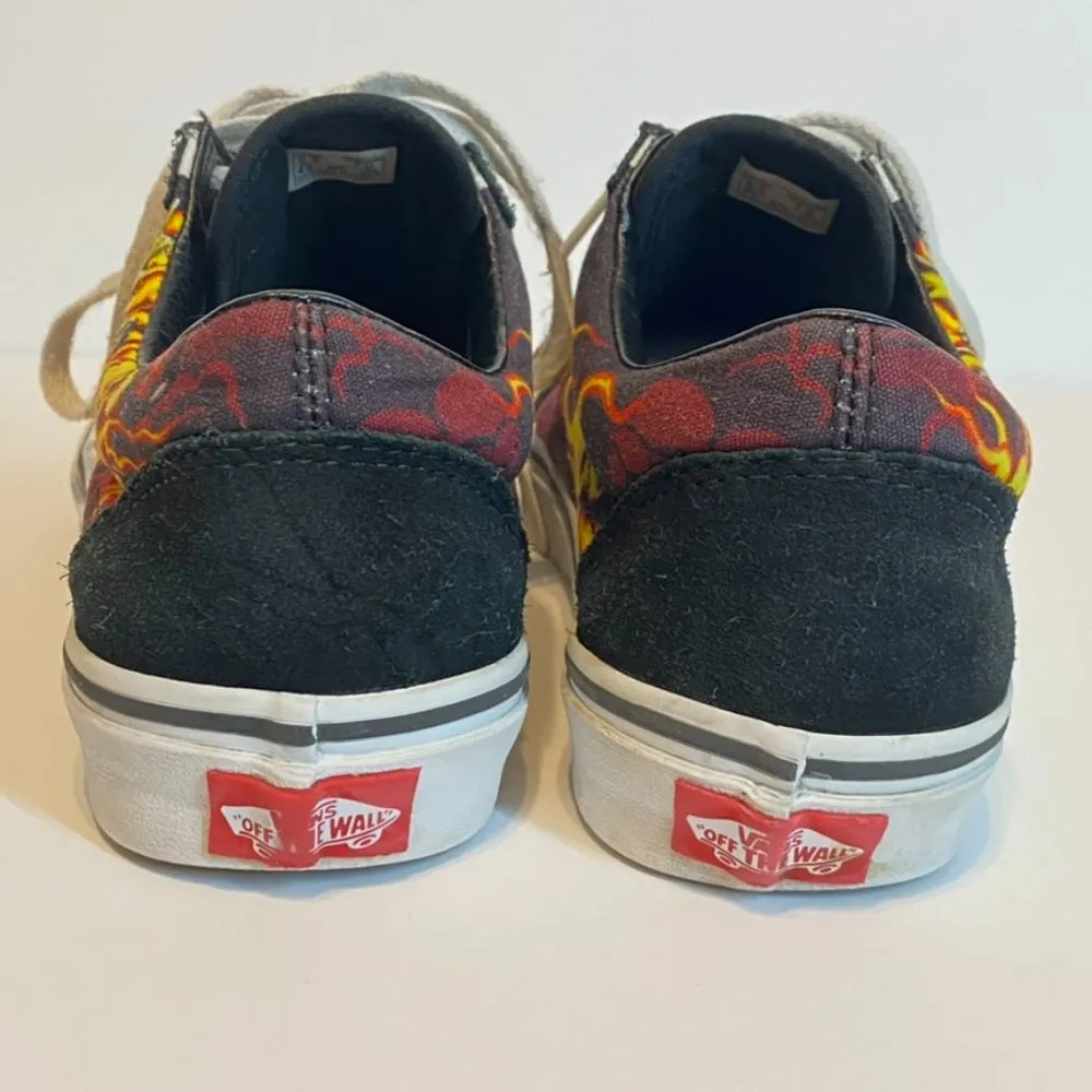 Vans Old School Sneakers Samurai Rising Flames Skate Shoes Canvas/Suede Sz 7 - Image 4
