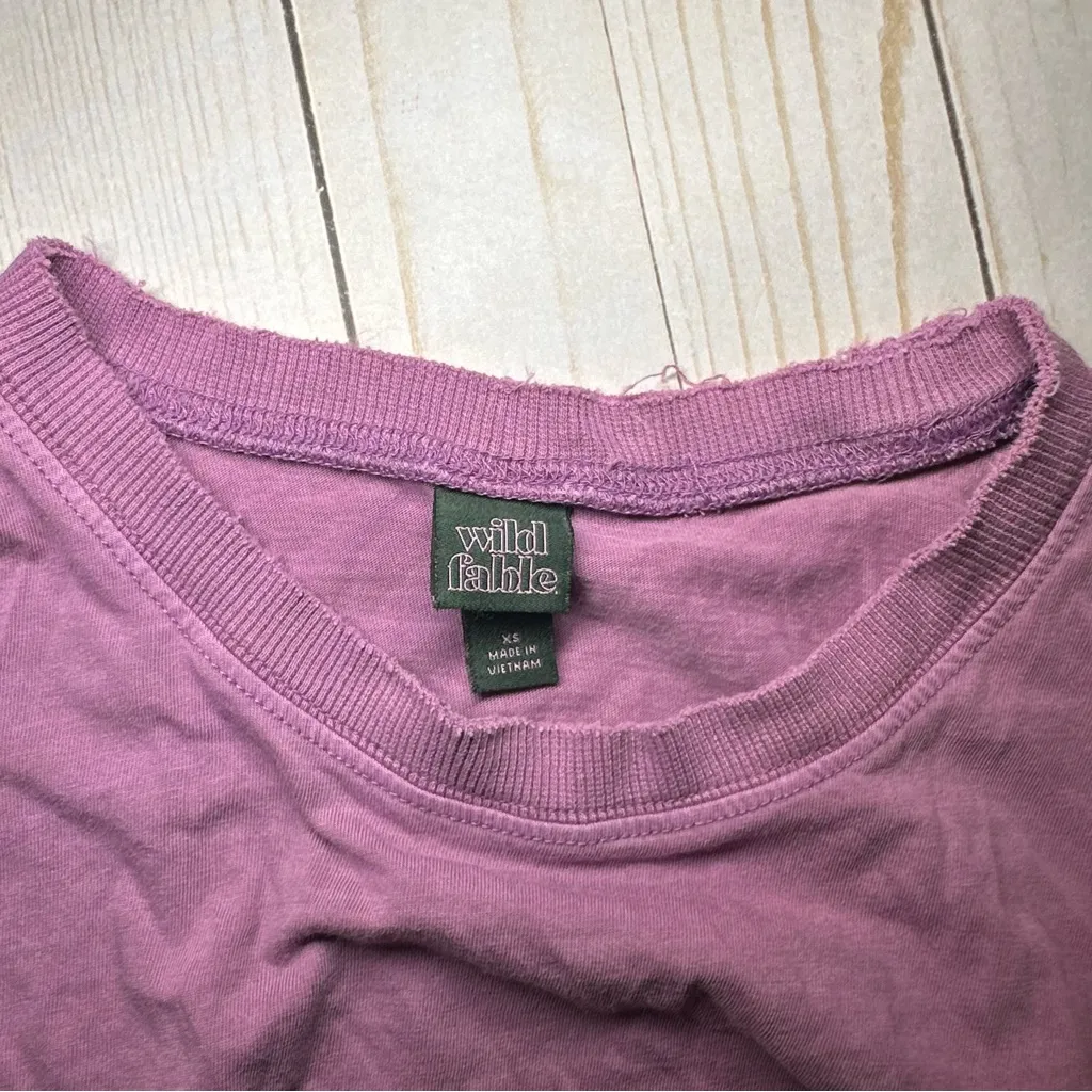 Wild Fable Purple Short Sleeve Distressed Crop Tee - Image 3