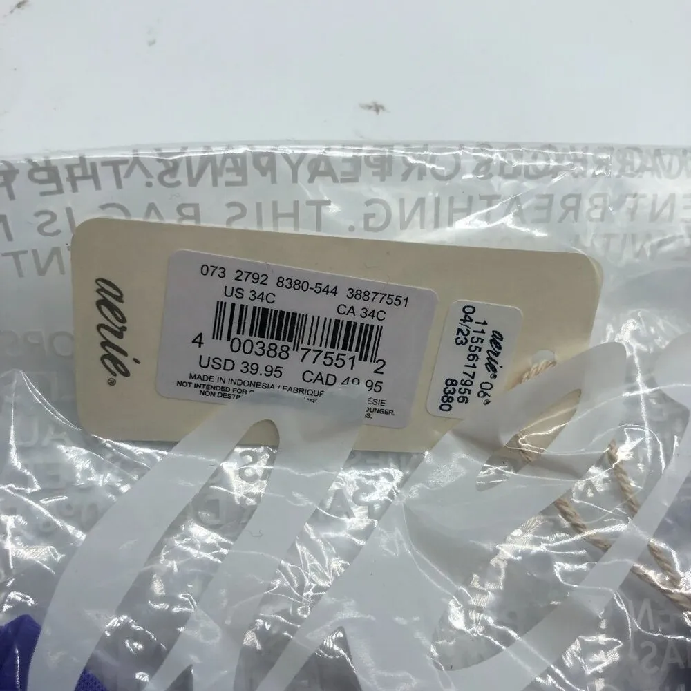 Smoothez by Aerie Bra Balconette Sheer Mesh Unlined Underwire Purple 34C - Image 3