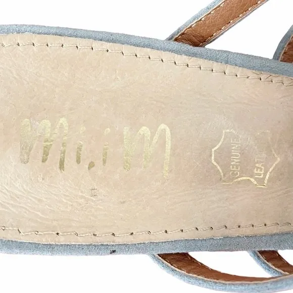 NWT Mi.iM Suede Mila Caged Block Heel Square Toe Sandals Ice Blue Suede Size 6 - Image 7