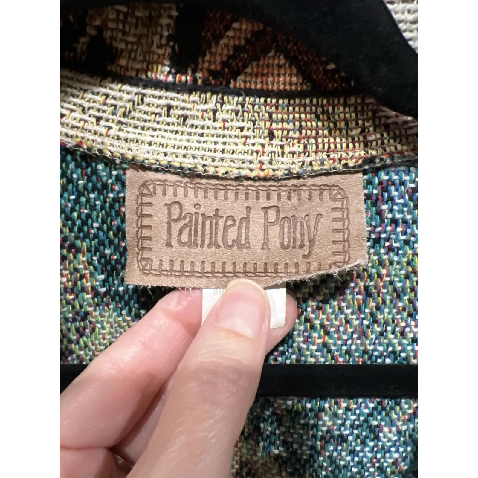 Vtg Painted Pony Tapestry Jacket Safari Giraffe Leopard Zebra Artsy Zoo Funky - Image 6