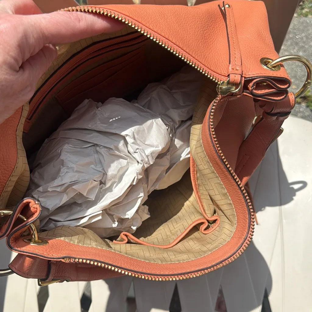 LODIS leather shoulder/hobo bag Orange - Image 6