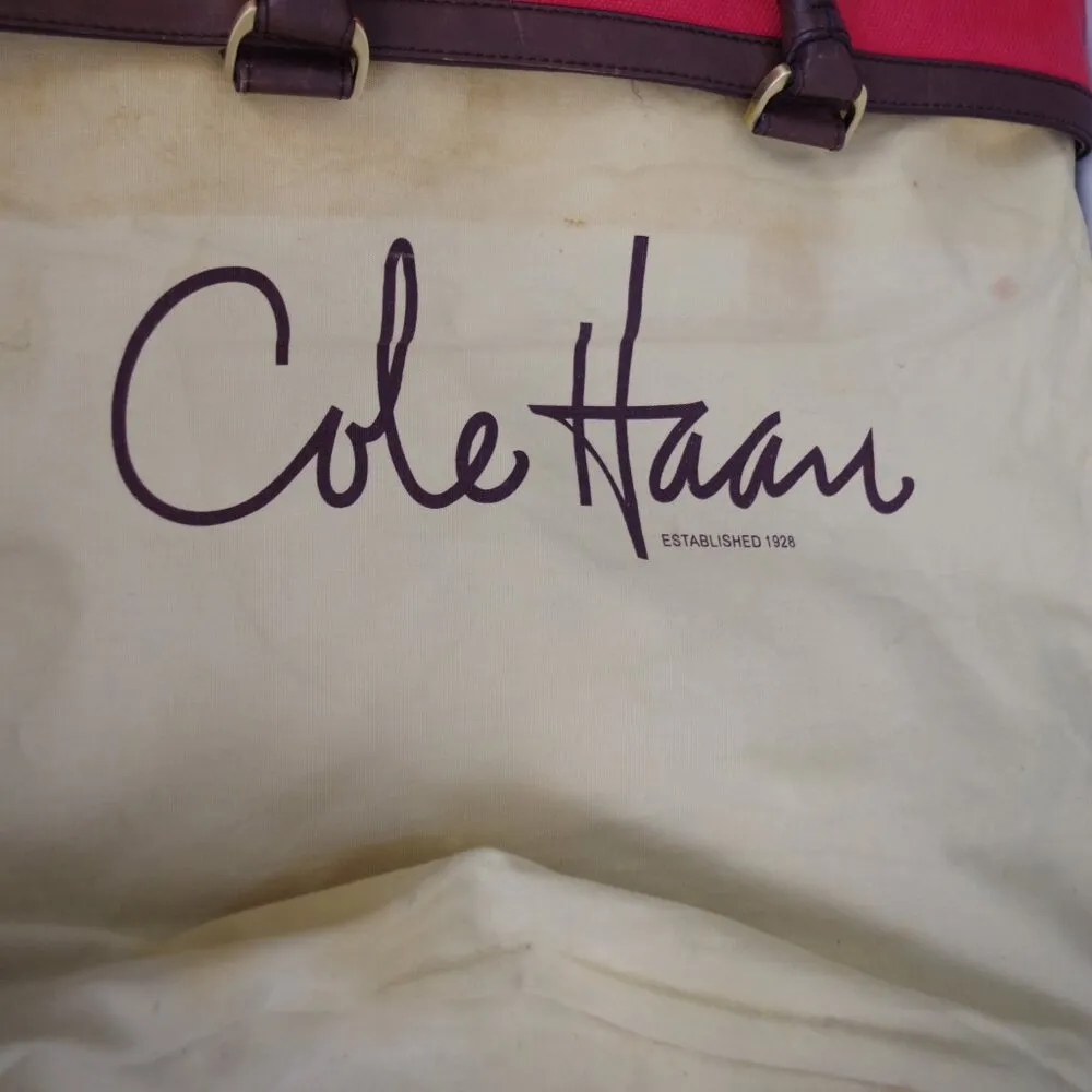 Cole Haan Red Canvas Tote Bag With Leather Trim - Image 10