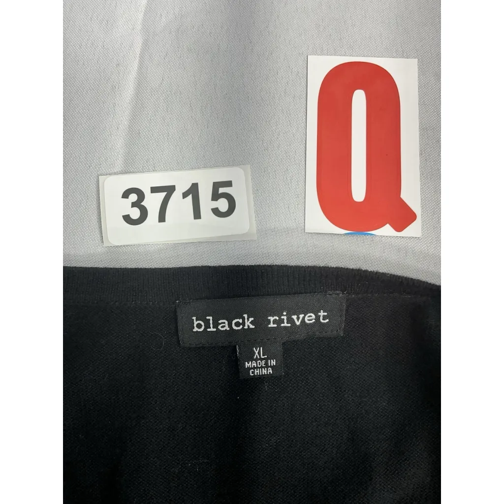 Black Rivet Womans  XL Black Long Sleeve Pullover Sweater Sheer Accent - Image 3