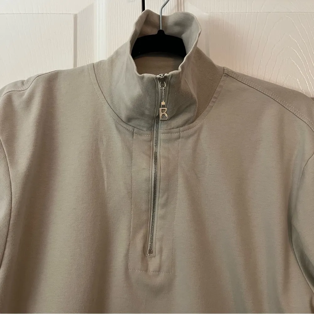 Bogner Mock Neck Long Sleeve Oversized 1/4 Zipped Sweatshirt Size M Tan Size M - Image 3