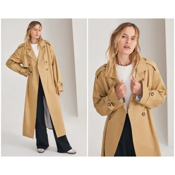 đź’•FAVORITE DAUGHTERđź’• The Charles Double Breasted Trench Coat ~ Sand Medium NWT - Image 2