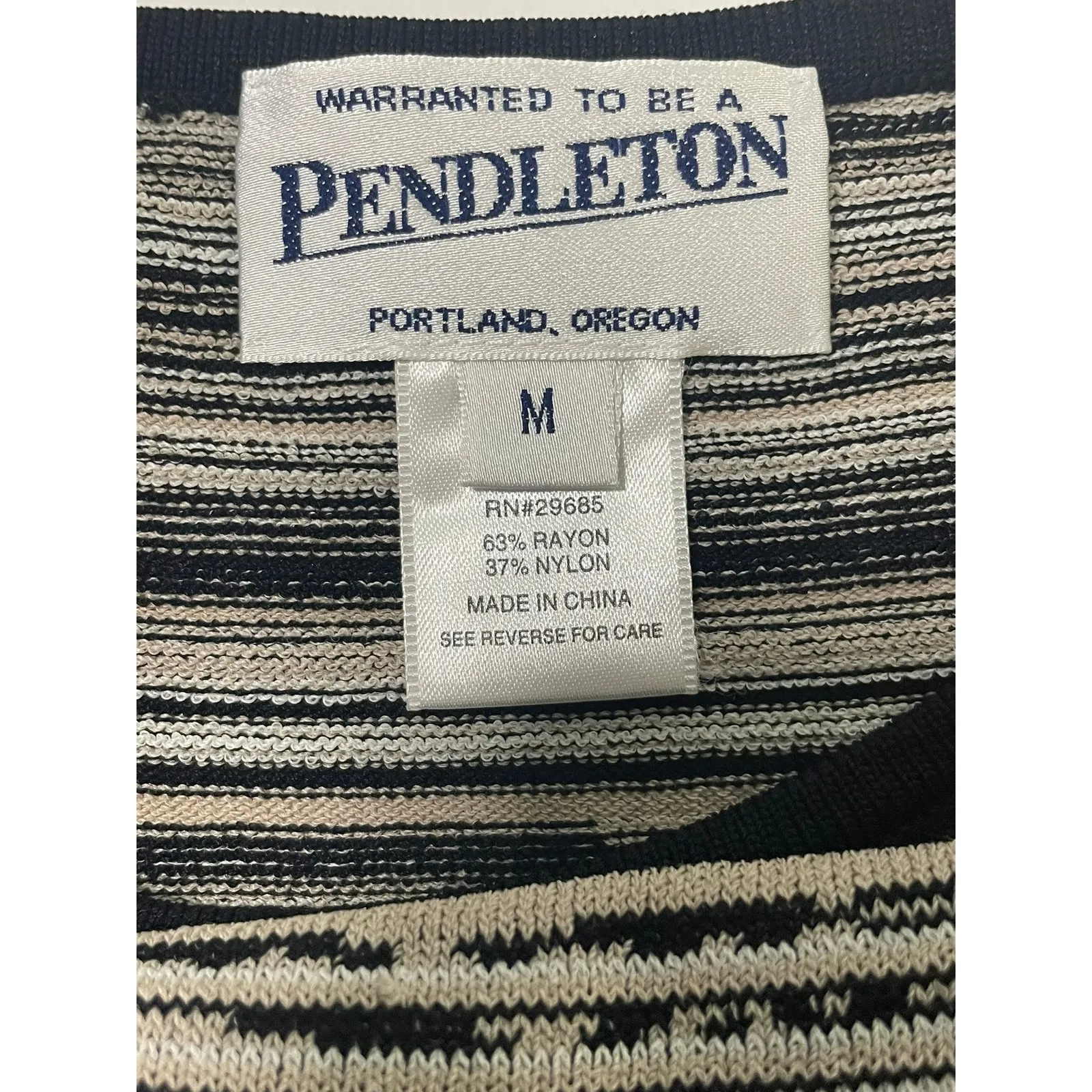 Pendleton Striped Knit Top Women's Medium 3/4 Sleeve Casual Pullover - Image 4