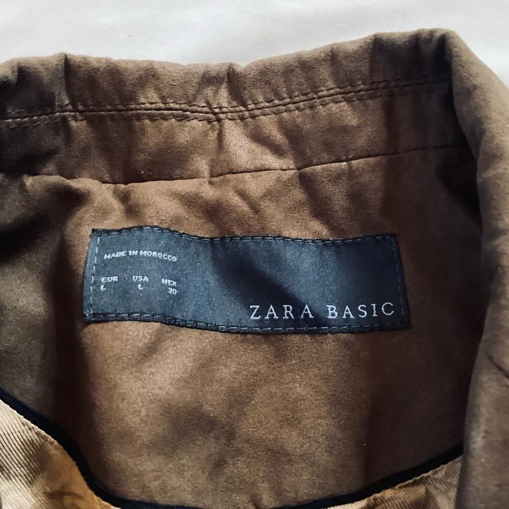 ZARA  Basic Vegan Suede Brown Blazer - Image 3