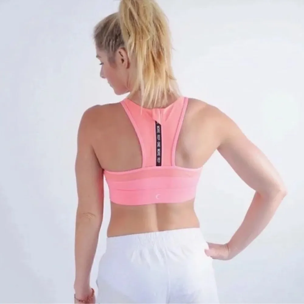 Zyia All Star One‎ More Rep Coral Mesh Detail Sports Bra Size XS Zipper Back - Image 2